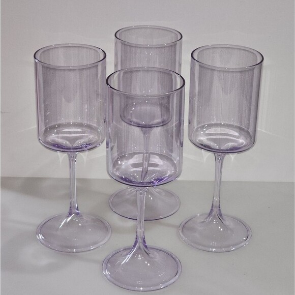 Rachel Zoe Purple Clear Wine Glass‎ 12oz Set of 4 - Picture 15 of 16
